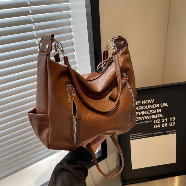 Advanced Texture Retro Shoulder Commuter Bag Tote Bag Coffee - Shop at LoveMi