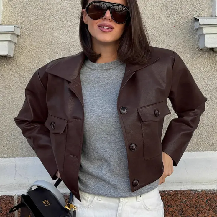 New Loose Slimming Locomotive Style Fashion Leather