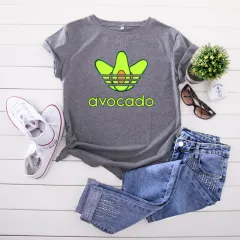 Creative Funny Avocado Casual Short-sleeved Women's T-shirt - Gray - View 1