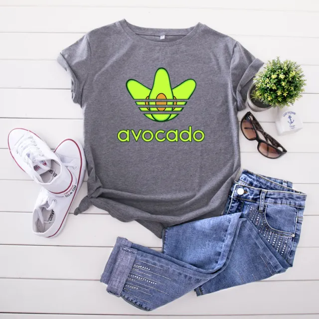 Creative Funny Avocado Casual Short sleeved Women's T shirt Gray - Shop at LoveMi