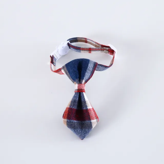 Pet British Style Plaid Bow Tie And Tie Adjustable Collar Accessories Denim Blue Plaid Tie - Shop at LoveMi