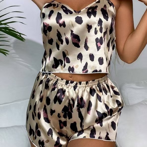 Leopard Print Camisole Pajama Set For Women - Image 2