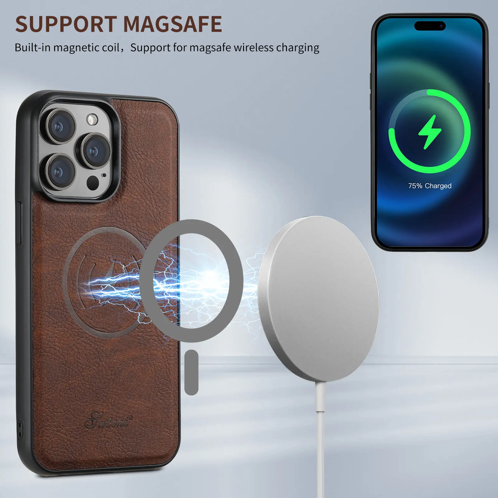 Mobile Phone Leather Case Magnetic Card Holder