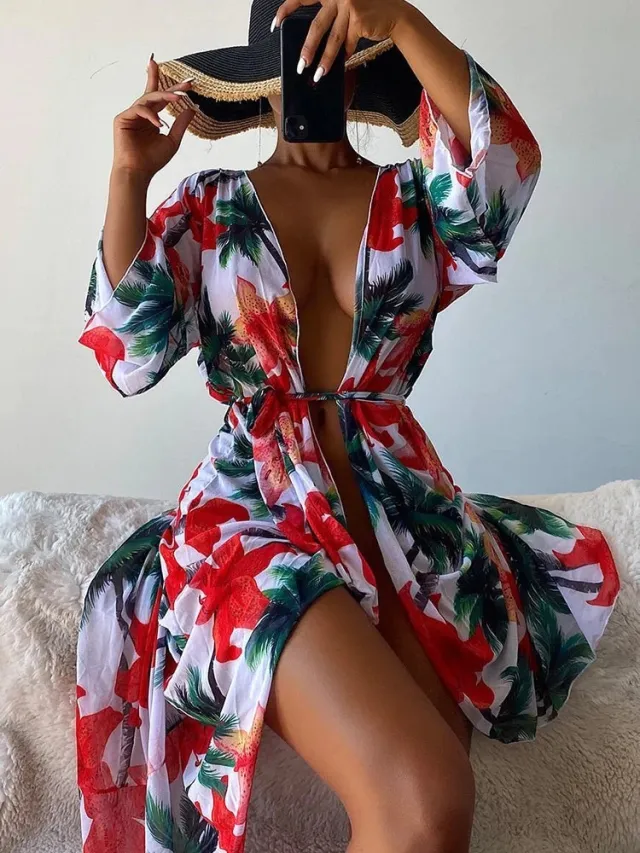 Fashion Blouse Split Three piece Set For Women Red - Shop at LoveMi