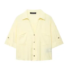 New Spring And Summer European And American Style Linen Blended Short Long Sleeve Shirt - View 1