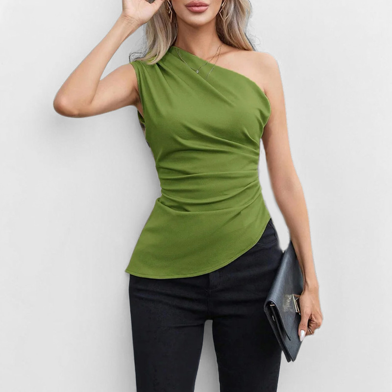 Spring New Elegant Elegant Crossbody Vest Sexy Slim Top