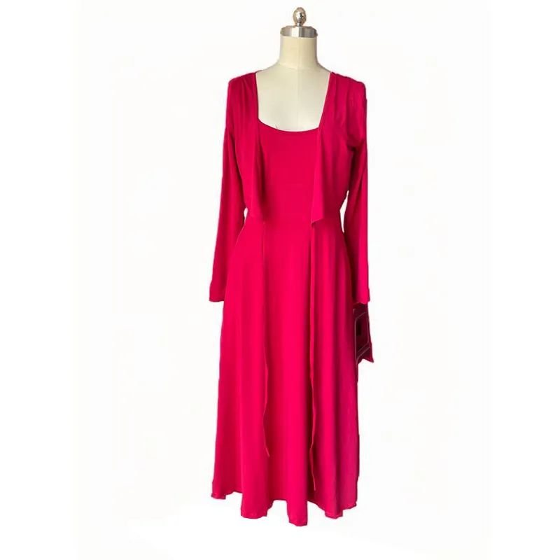 Double-layer Casual Coat Solid Color Fashion Suit - Scarlet