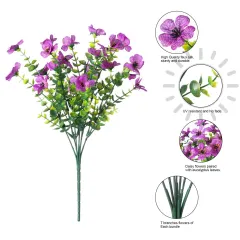 Artificial Outdoor UV-proof Decorative Simulation Green Plant Plastic Flowers - Purple - View 1