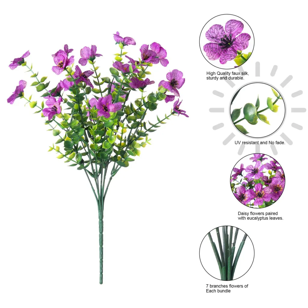 Artificial Outdoor UV-proof Decorative Simulation Green Plant Plastic Flowers - Purple