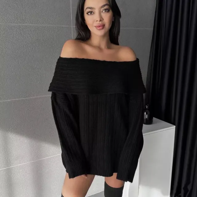 New Sexy Long Sleeve Loose Sweater For Women Black - Shop at LoveMi
