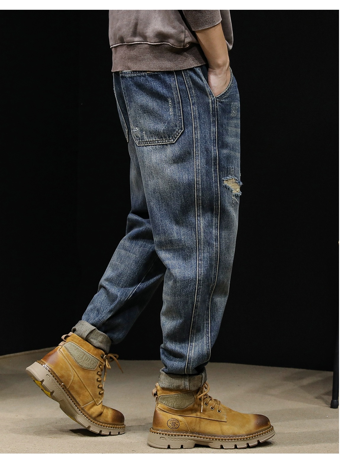 Straight Loose Plus Size Vintage Jeans For Men
