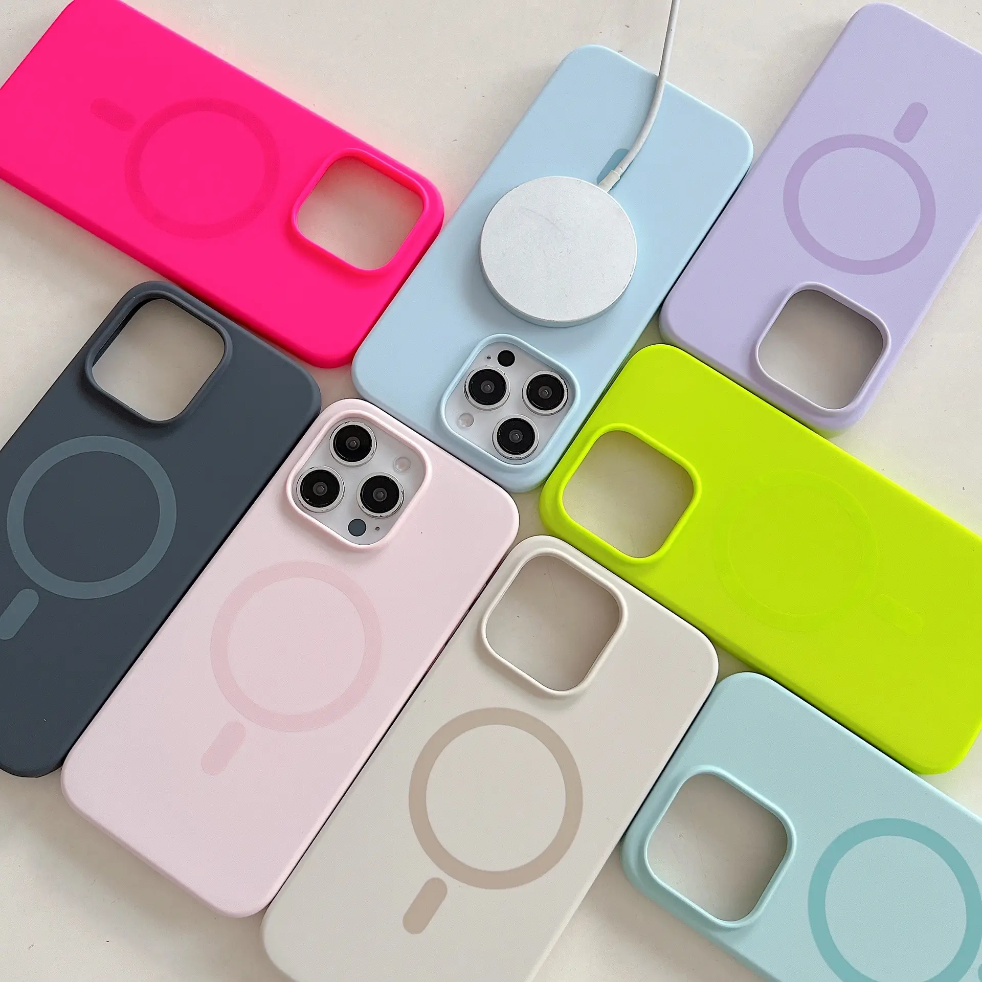 Solid Color Liquid Silicone Large Hole Magnetic Phone Case