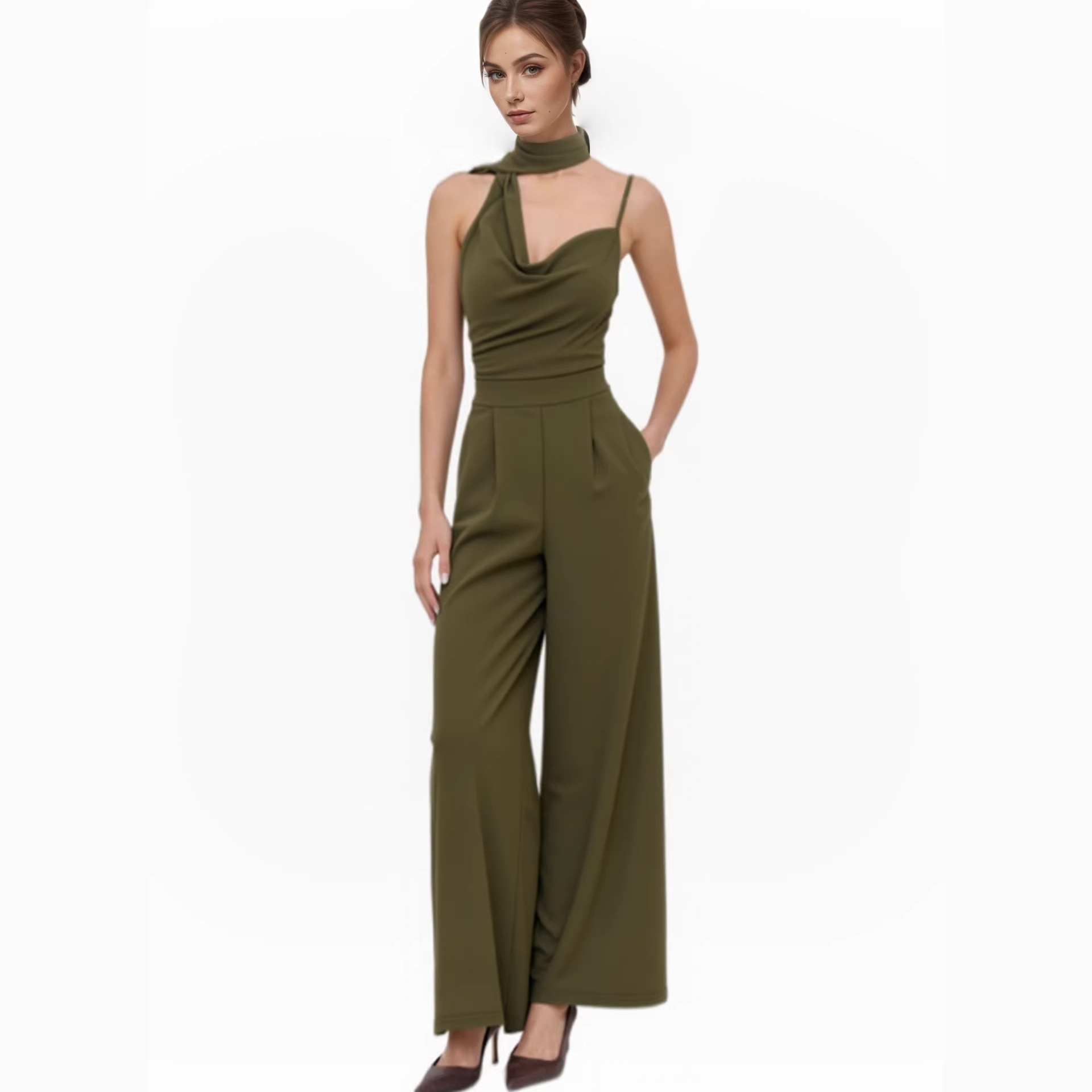Fashionable Knit Jumpsuit With Side-zip Pockets