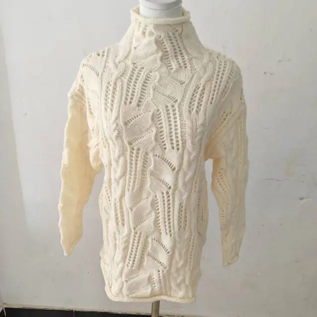 Star Same Style Solid Color Half Hollow Out Sweater Beige - Shop at LoveMi