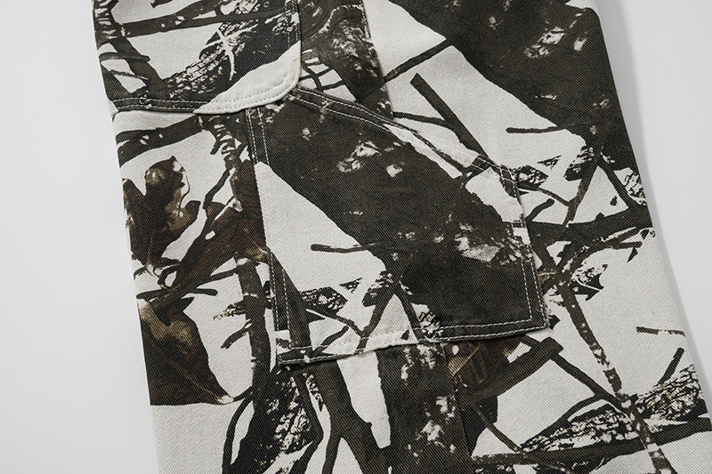 Loose American Retro Camouflage Workwear Wide Leg Pants - Image 3