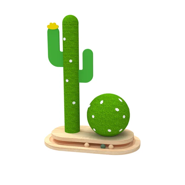 Cactus Cat Toy Wheel Grab Pillar Solid Wood Cactus Cactus - Shop at LoveMi