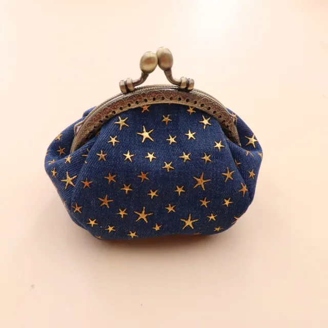 Denim Cloth Vintage Handmade Women's Hand held Coin Purse Hasp Card Blue - Shop at LoveMi
