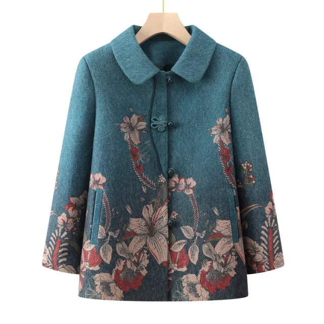 Middle aged And Elderly Fashionable Early Autumn Coat Women's Lapel Autumn Clothes Green - Shop at LoveMi