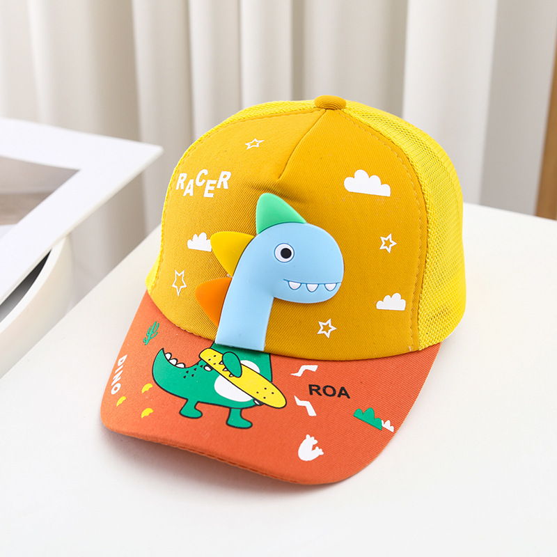 Childrens Baseball Cap With A 3D Embossed Dinosaur Print And Adhesive Seams