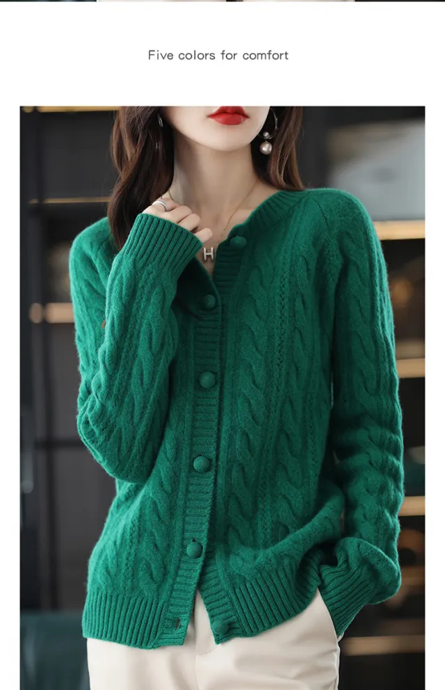 Outer Wear Loose Short Wool Tops Thick Sweater Green - Shop at LoveMi