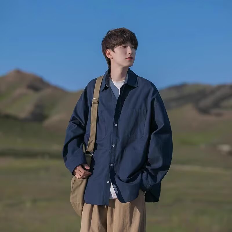Casual Men's Retro SpringAutumn Workwear Shirt