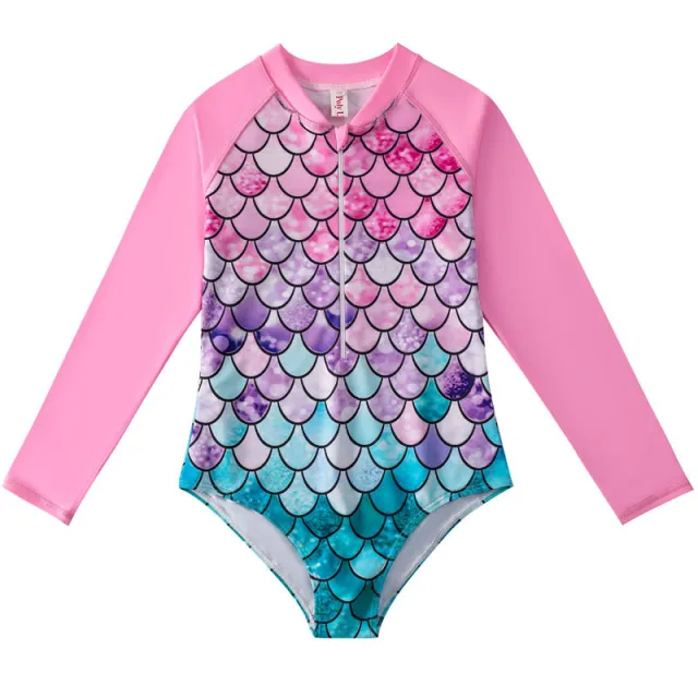 Mermaid Swimsuit Children's One piece Swimsuit Long Sleeve & Girls' Hot Spring Scale Girls' Swimsuit Yy140 140Cm - Shop at LoveMi