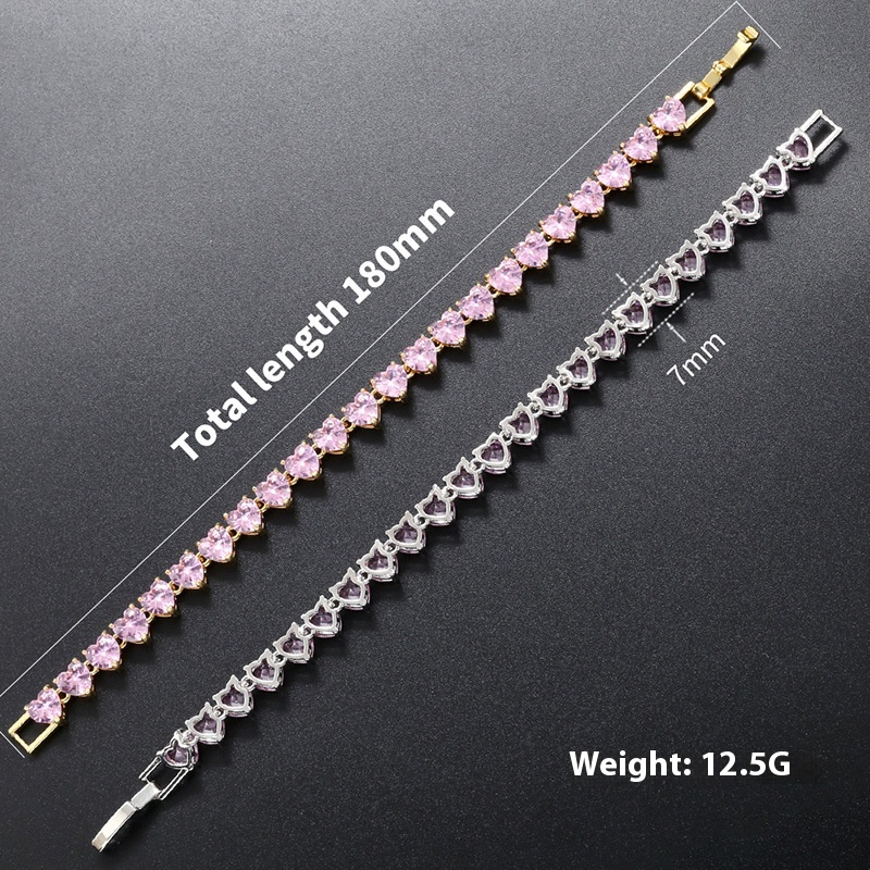 Micro-inlaid Diamond Peach Heart Bracelet Necklace Heart Shaped Love