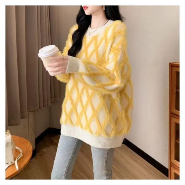 Design Sense Lazy Sweater Women's Autumn And Winter Yellow - Shop at LoveMi