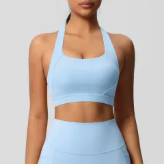Women's Solid Color Casual Brushed Vest Sports Underwear - Sky Blue - View 1