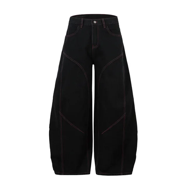 American Vintage Deconstructed Patchwork Washed Distressed Jeans New Autumn Black - Shop at LoveMi