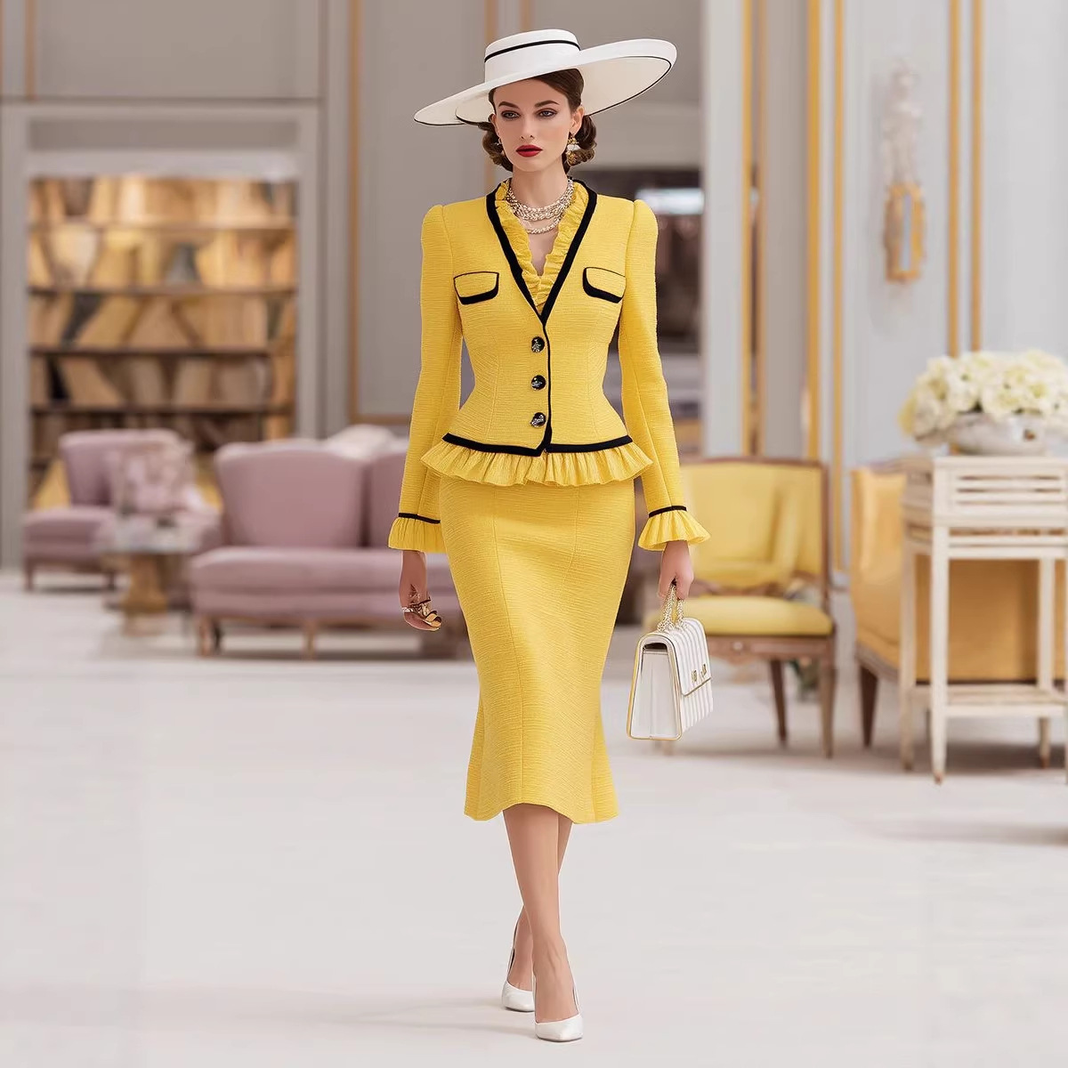 Socialite-style Patchwork Two-piece Coat Set European Chanel-inspired, Light Luxury