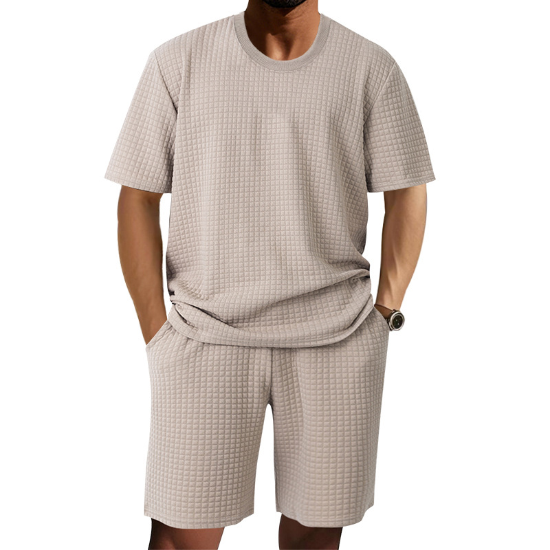 Mens Casual Retro Crew-Neck Short-Sleeve Set - Image 1