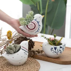 Ceramic Crafts Decoration Creative Bird Shape Hydroponic Artificial Flower Flower Arrangement Loungewear - Bird Flower Pot Coats Three - View 1