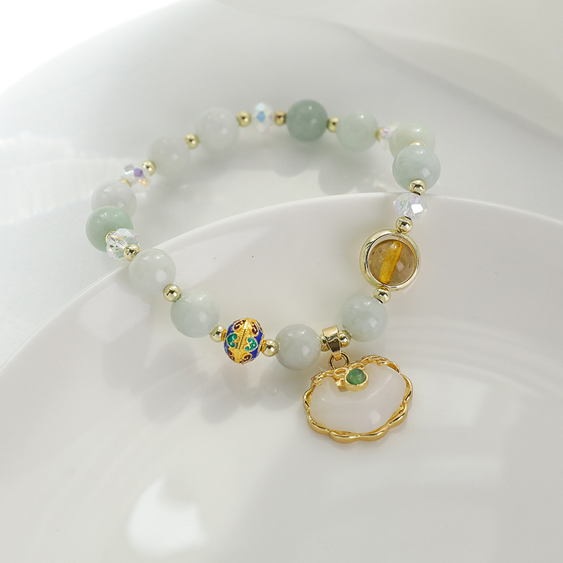 Chinese Style Bracelet Exquisite Longevity Lock Marble Shell