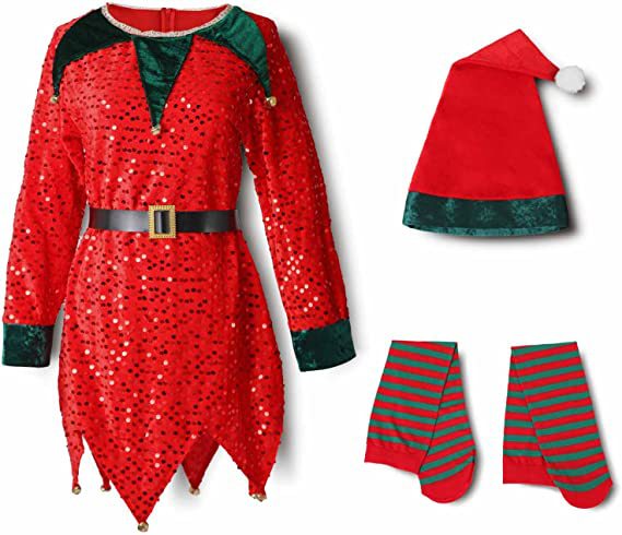 Title 1, Christmas Kids Clothes Cute Sequin Elf Costumes...