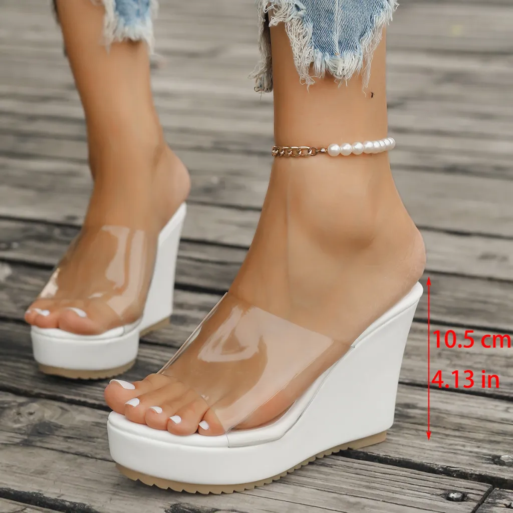 Fashion Wedge European And American Plus Size Sexy Sandals - White