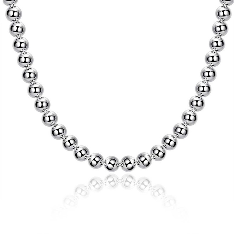 Silver Necklace 8M 10m Buddha Beads Hollow Necklace