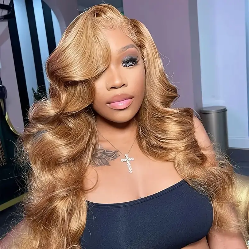 European And American Fashionable Golden Big Wave Wig