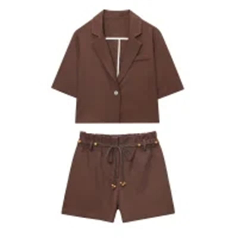 Blazer And Beaded Belt Casual Shorts
