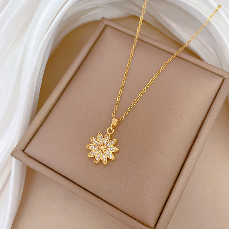 Full diamond Flower Necklace For Women