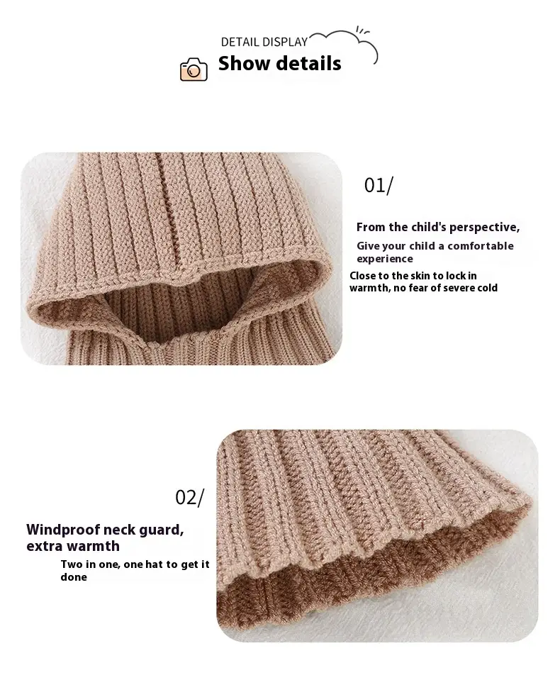 Baby And Infant Hat Scarf All-in-one Warm Keeping Sleeve Cap