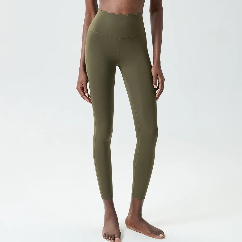 Small Wave Yoga Pants Plus Size Lycra Milk Leather Tight Trousers For Women - Lp447 Forest Green