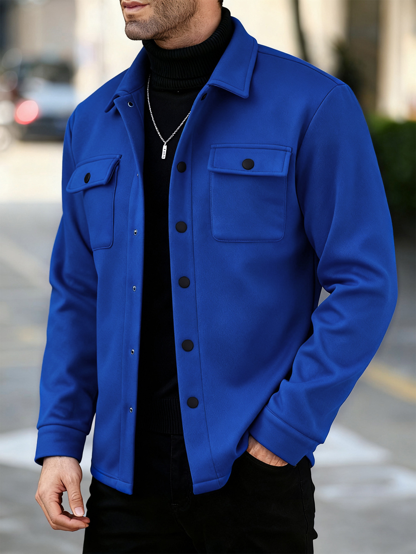 Mens Casual Stylish Fleece-lined Jacket Cardigan