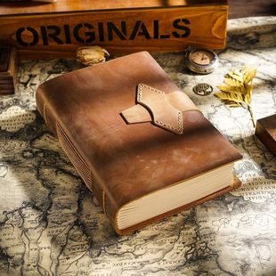 Title 6, Cowhide Notebook Thick Retro Hand Account Diary