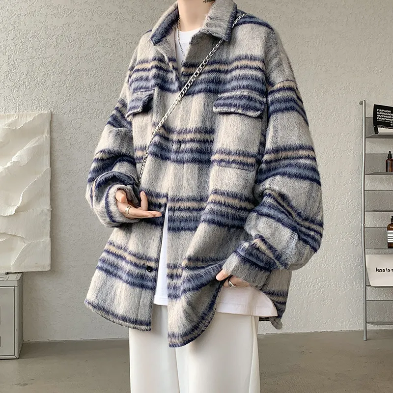 Brushed Woolen Coat For Men Autumn And Winter Chanel-style Jacket