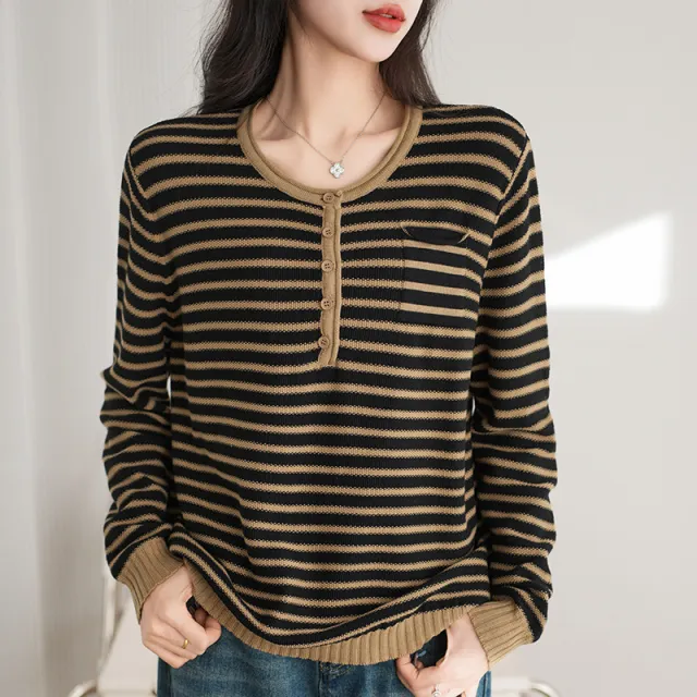 Bottoming Shirt Casual Loose Round Neck Sweater Black - Shop at LoveMi