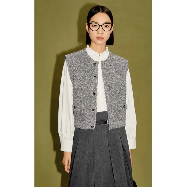 Women's Design Gray Melange Knitted Vest Gray - Shop at LoveMi