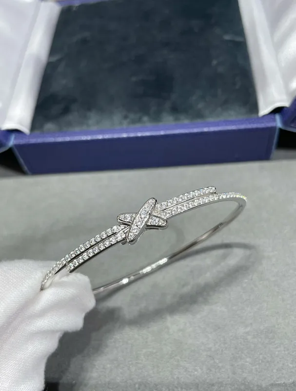 925 Sterling Silver Shangmei Cross Full Diamond Bracelet Rose Gold - Shop at LoveMi