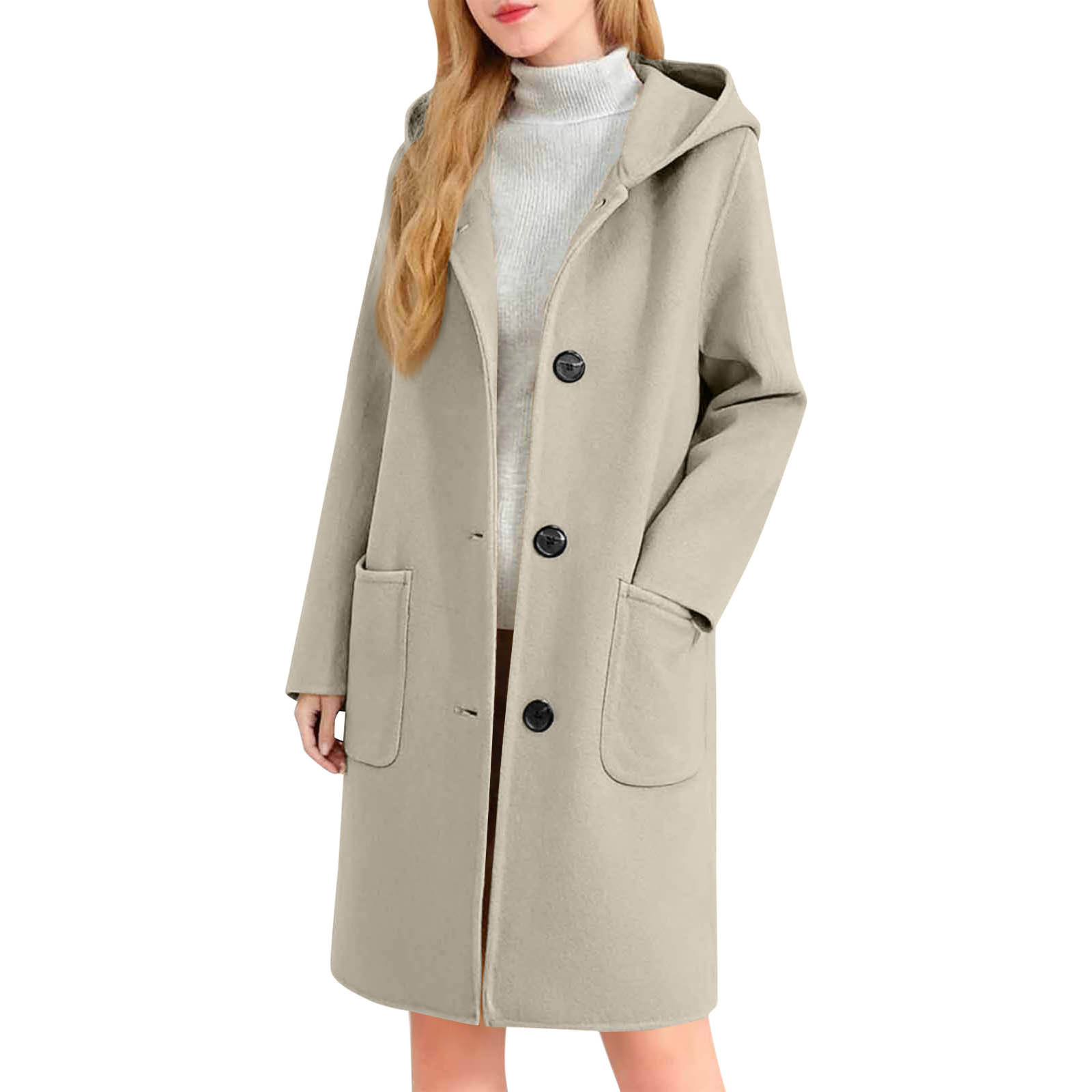 Womens Double-Faced Wool Coat With Hood - Image 4