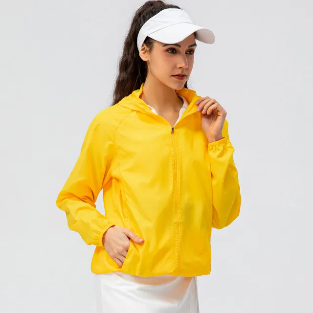 Women's Outdoor Sports Skin Trench Coat Waterproof Windproof Lightweight Breathable Quick drying Yellow - Shop at LoveMi